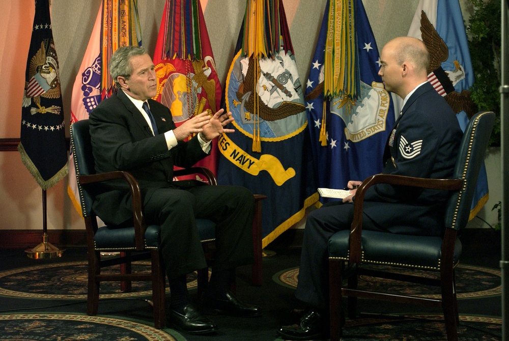 DVIDS - Images - President George W. Bush answers a question during an ...