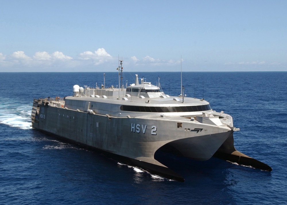 The Navy High Speed Vessel 2 Swift operates off the coast of Hawaii.