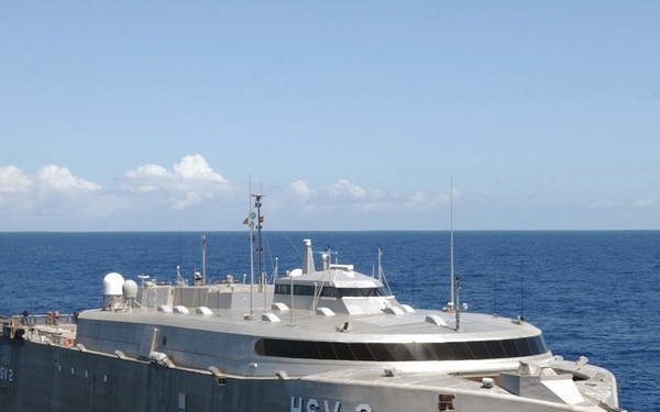 The Navy High Speed Vessel 2 Swift operates off the coast of Hawaii.