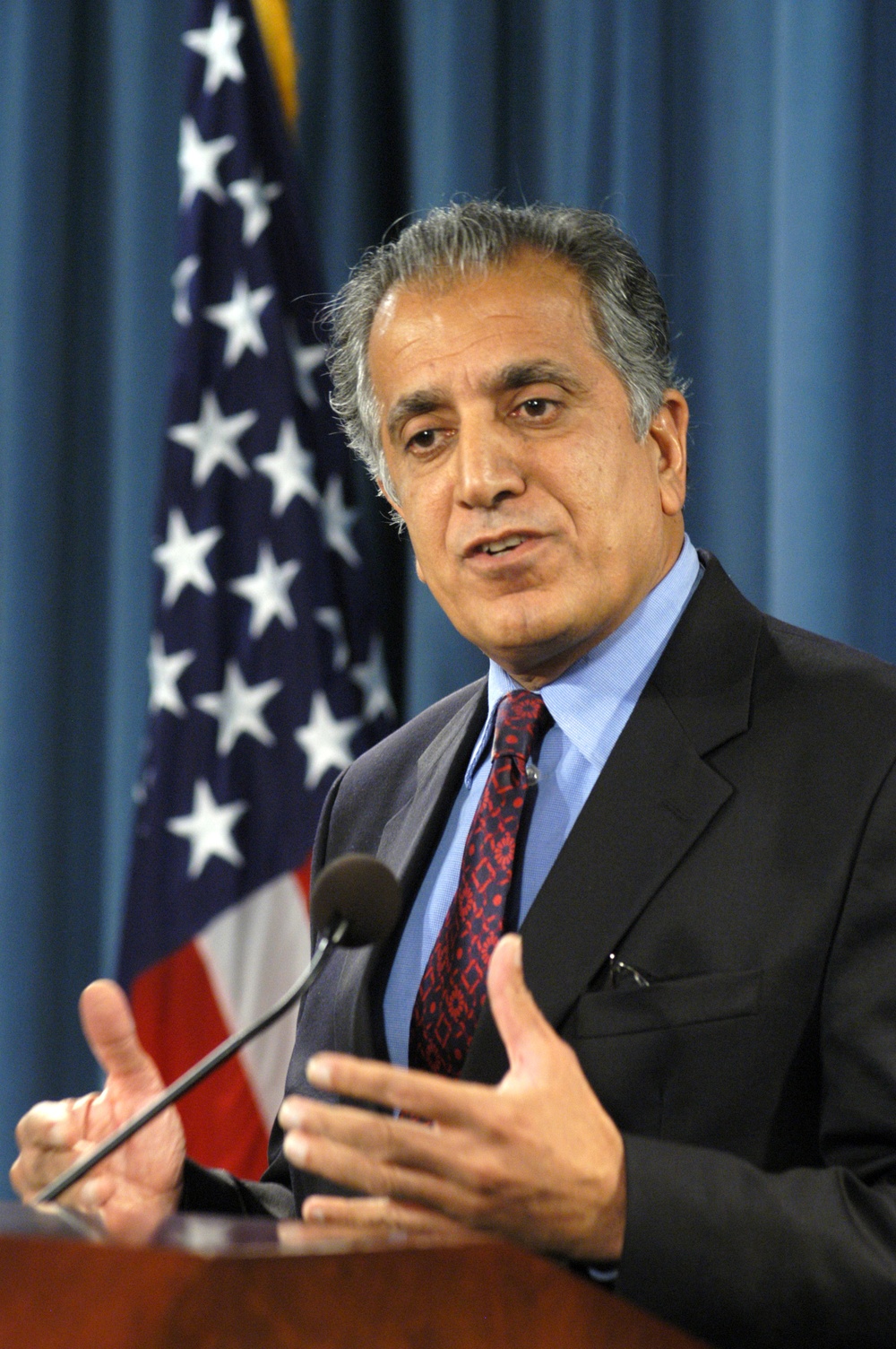 Zalmay Khalilzad, the U.S. ambassador to Afghanistan, conducts a Pentagon press conference.