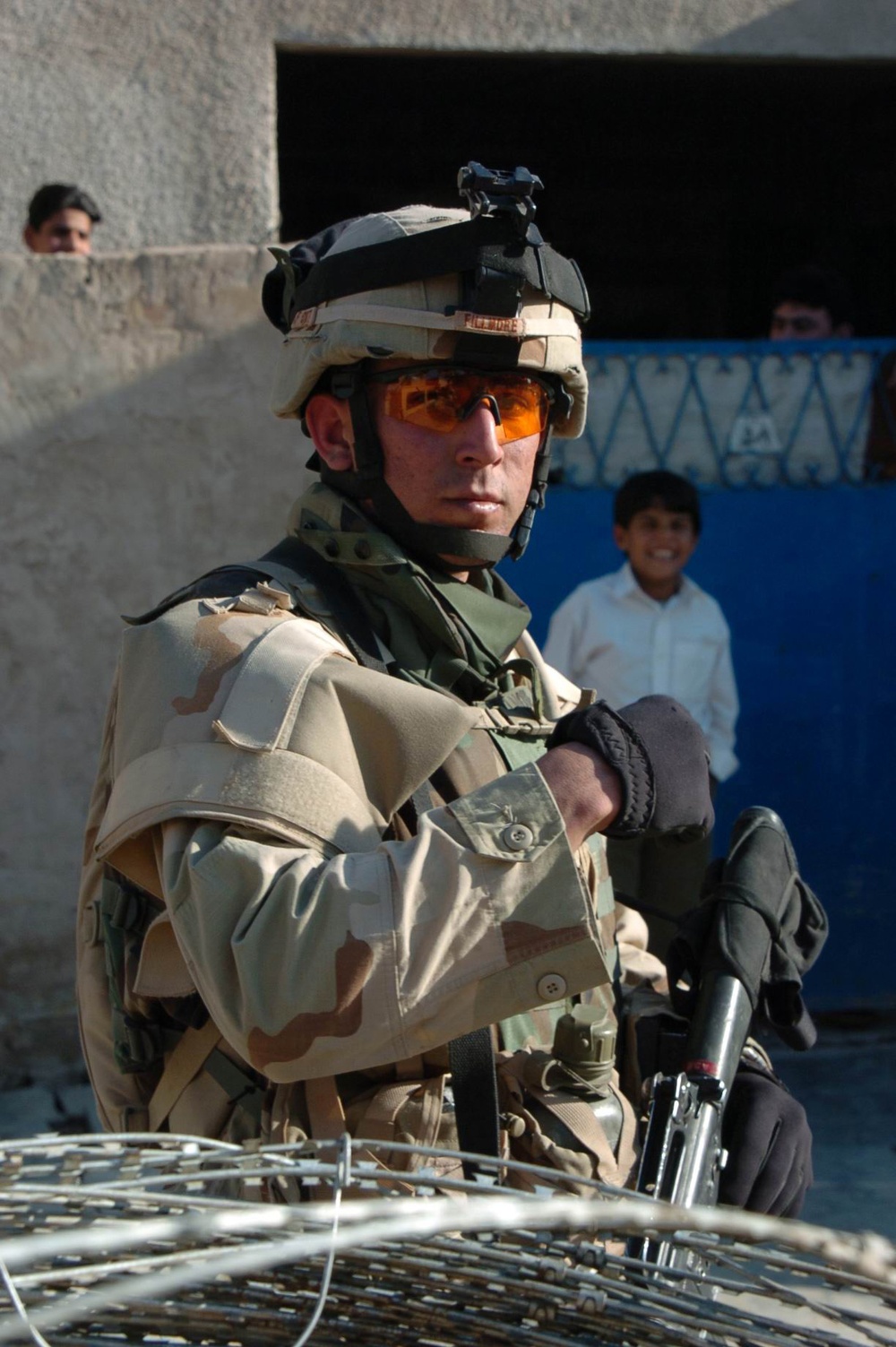 A U.S. Army soldier stands guard during a routine patrol.