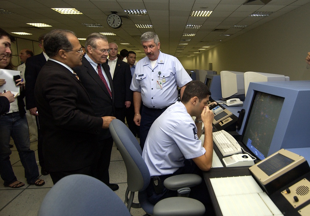 Brazilian Maj. Gen. Pinhiero conducts a tour of the Amazon Surveillance System.