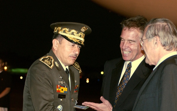 U.S. Ambassador to Guatemala John Hamilton introduces Secretary Rumsfeld.