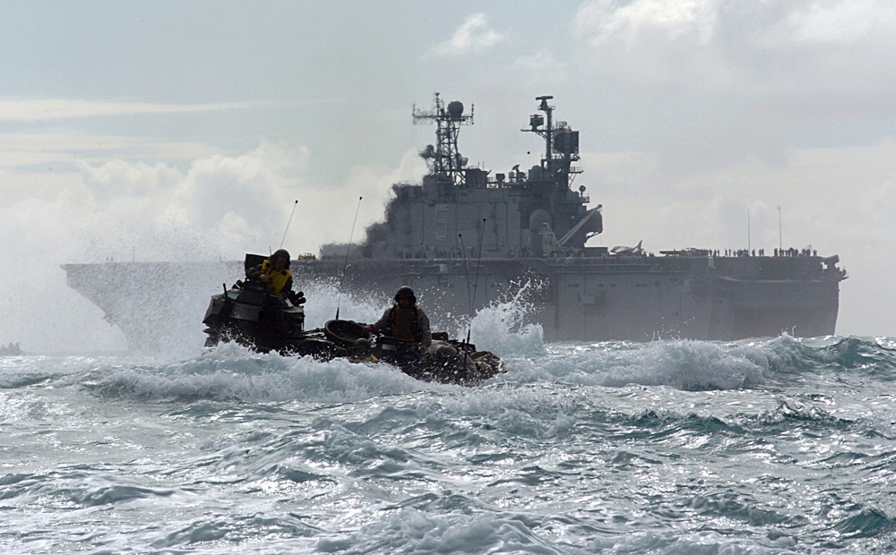Marine Corps amphibious assault vehicle in the Pacific Ocean