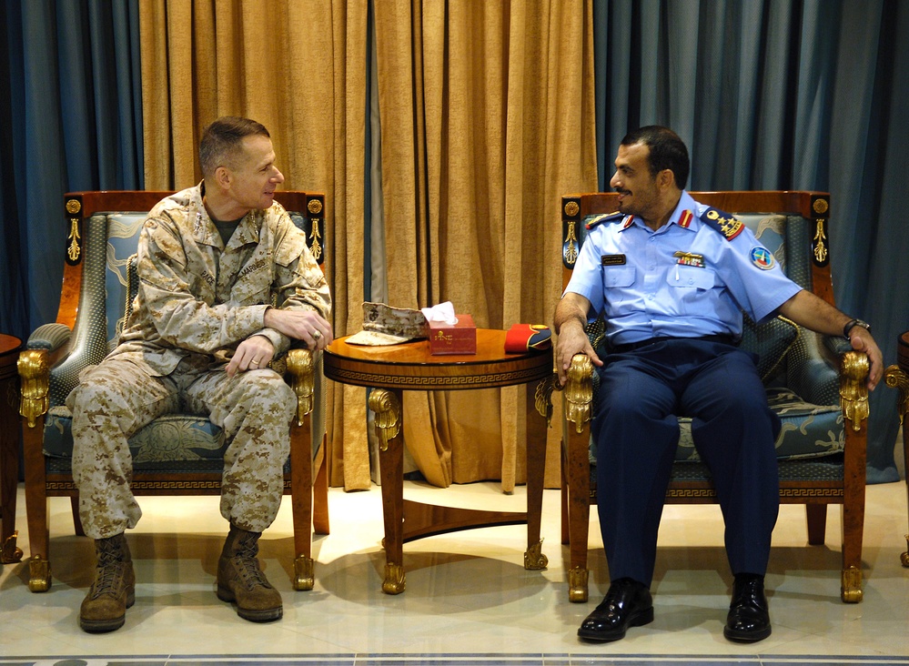 Gen. Peter Pace and United Arab of Emirates Brigadier Gen. Rashid Al Saadi discuss military to military relations.