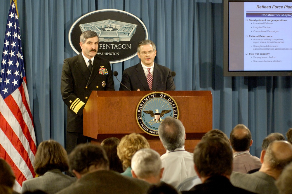Deputy Under Secretary of Defense for Policy Ryan Henry and Vice Adm. Evan Chanik brief reporters.
