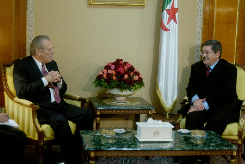 Secretary Rumsfeld meets with Algerian Prime Minister Ahmed Ouyahia in Algiers.