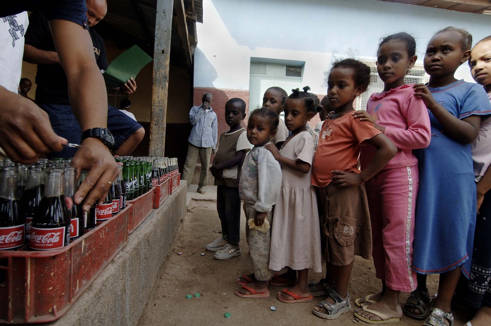 Children at an orphanage in Dire Dawa, Ethiopia, line up and wait patiently.