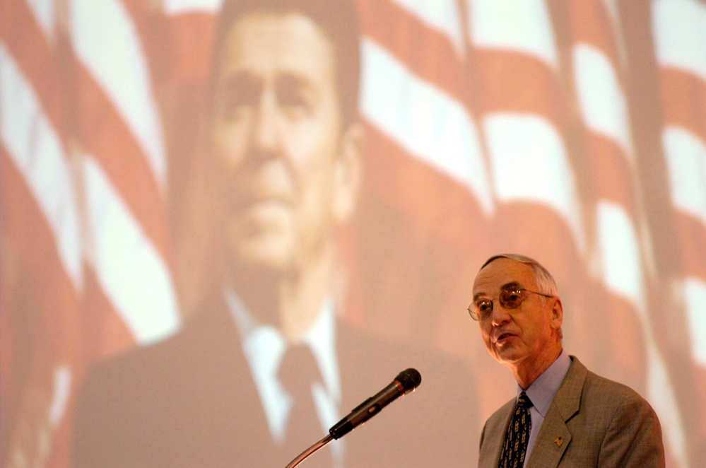 Deputy Secretary of Defense Gordon England addresses the audience.