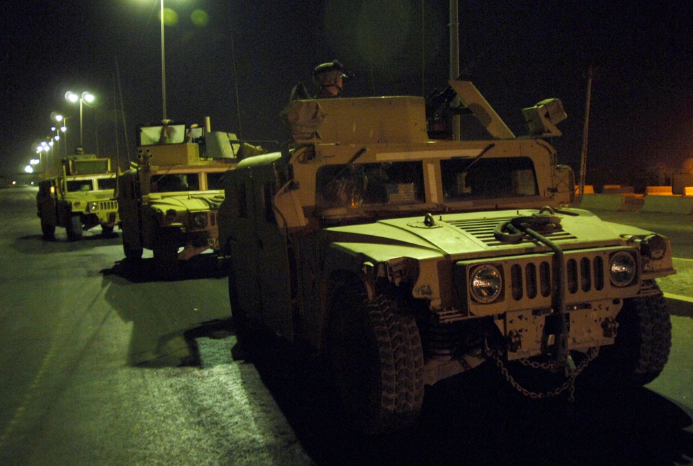 U.S. Army soldiers conduct a night patrol.