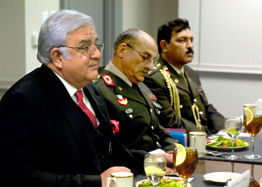 Afghan Minister of Defense Abdul Rahim Wardak meets with Secretary Rumsfeld in the Pentagon.