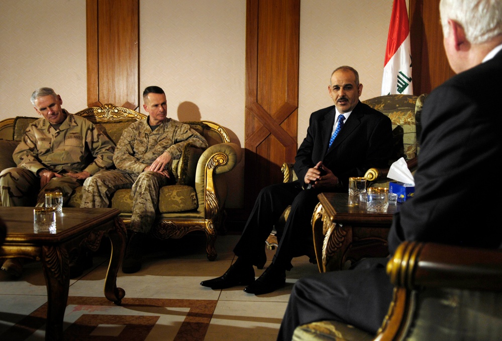 Secretary Gates meets with Iraqi Minister of Interior Juwad Bulani.