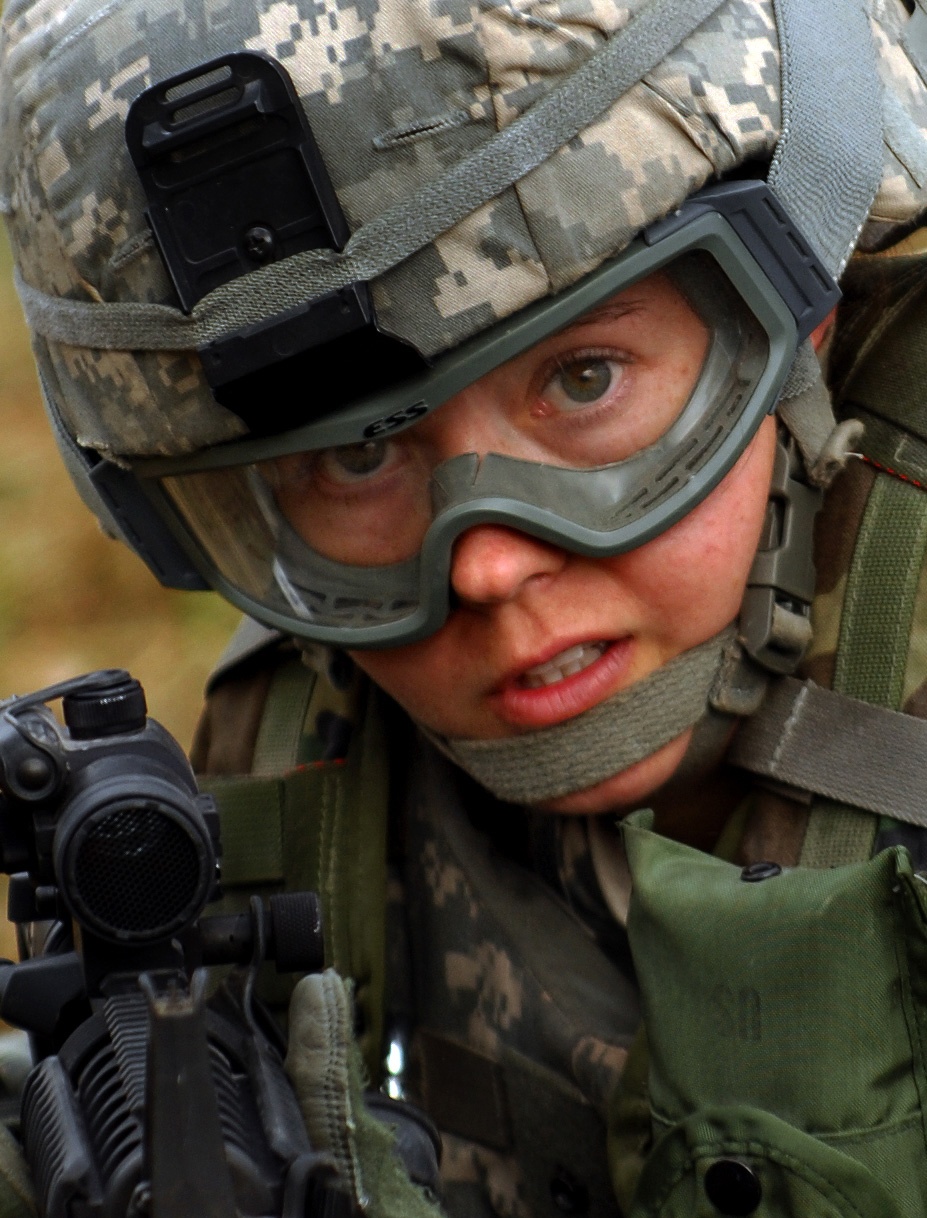 Sgt. Erica Winkel maneuvers around an obstacle.