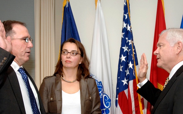 Michael G. Vickers takes the oath of office.