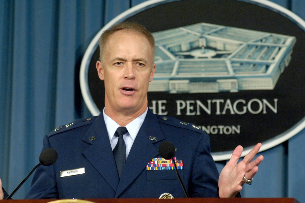 Maj. Gen. Richard Newton briefs reporters in the Pentagon.