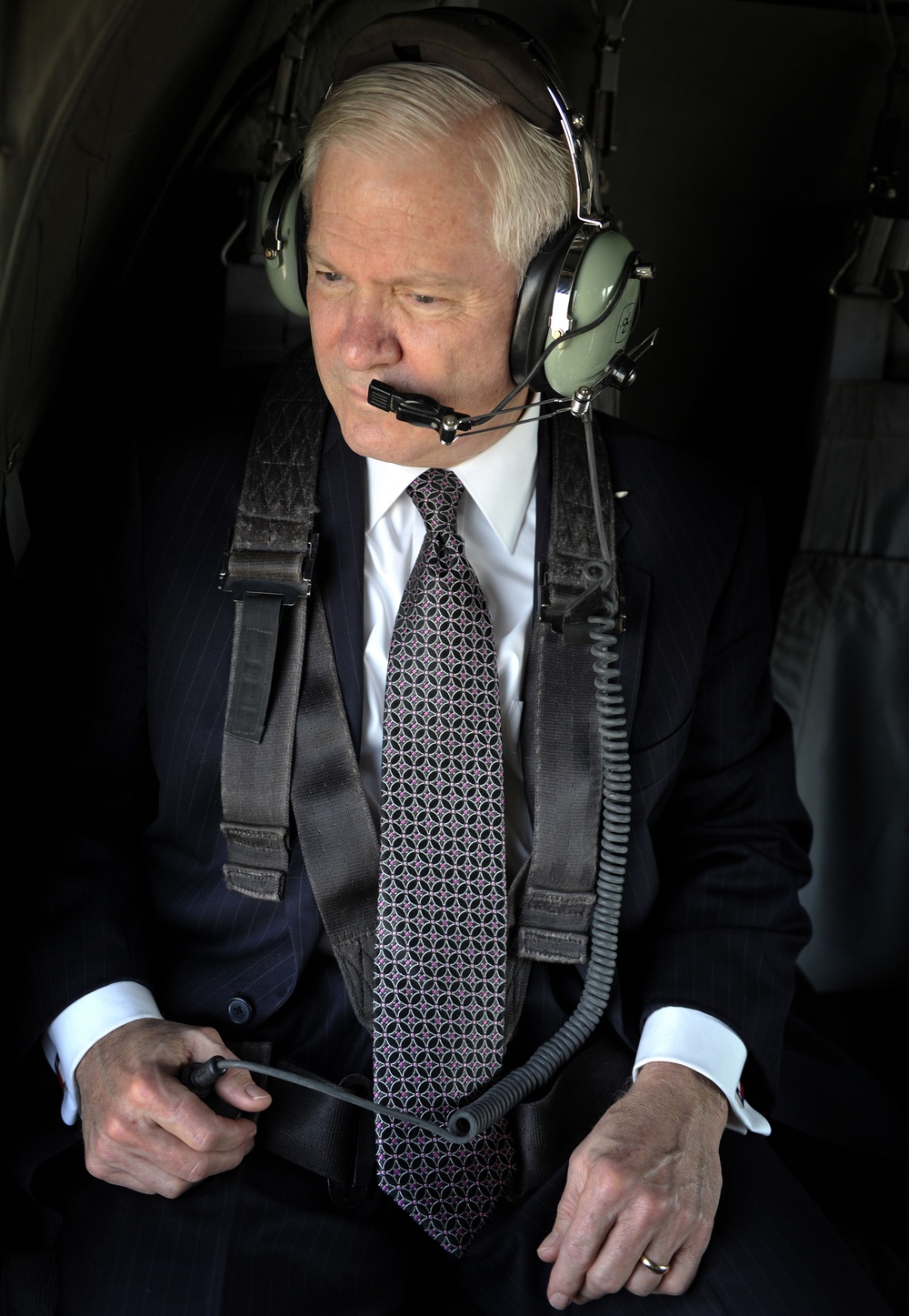 Secretary Gates looks out over the Iraqi countryside.