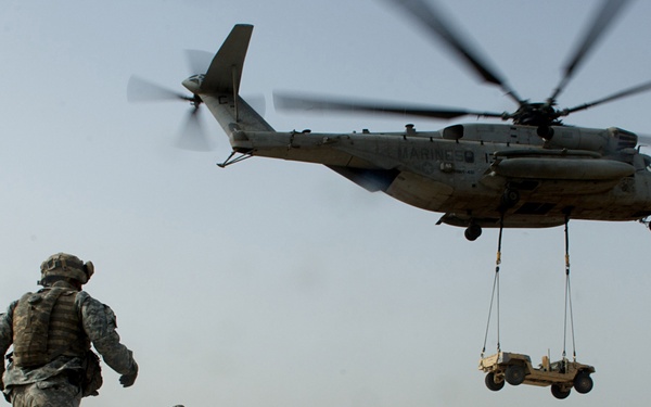 U.S. Army soldiers take part in sling-load training.