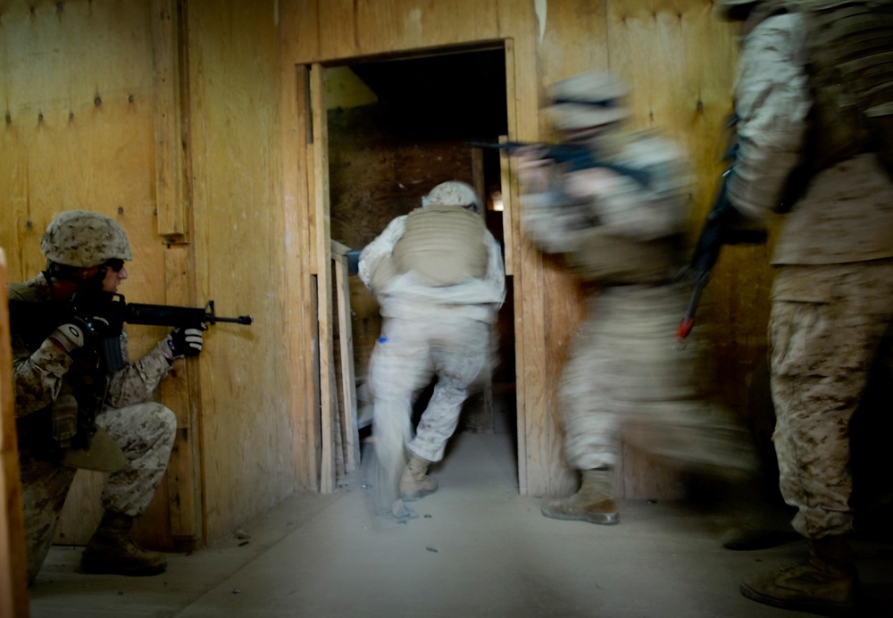 U.S. Marines clear a room.