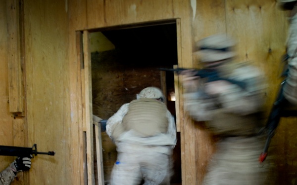 U.S. Marines clear a room.