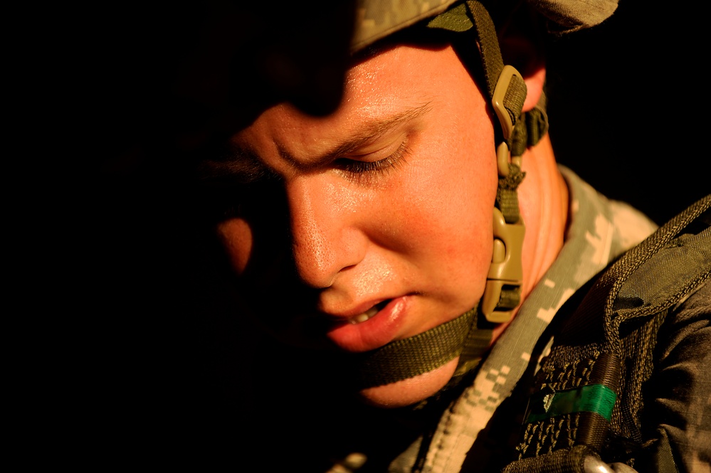 U.S. Army 1st Lt. Matt Geib checks his gear.