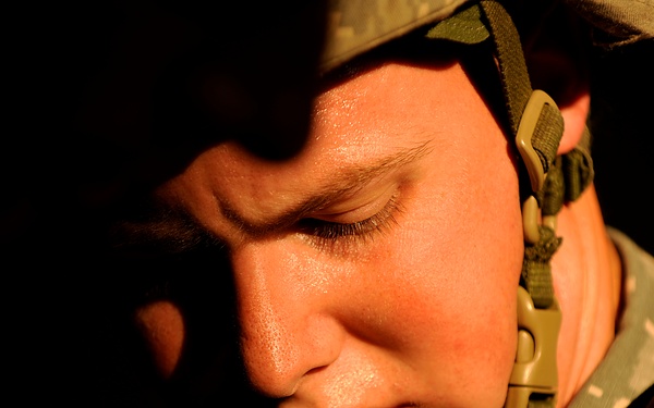 U.S. Army 1st Lt. Matt Geib checks his gear.