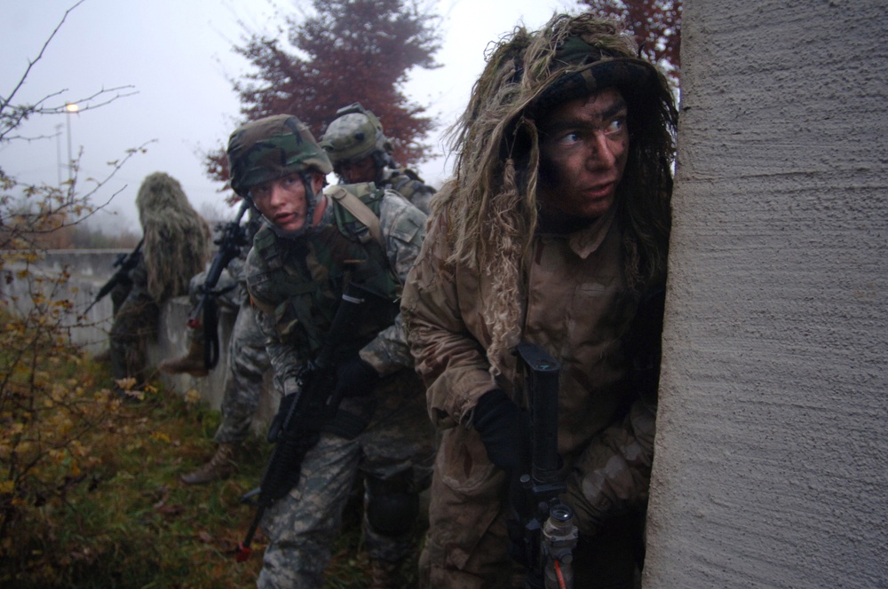 Spc. Nicholas Ranstad leads a fire team.