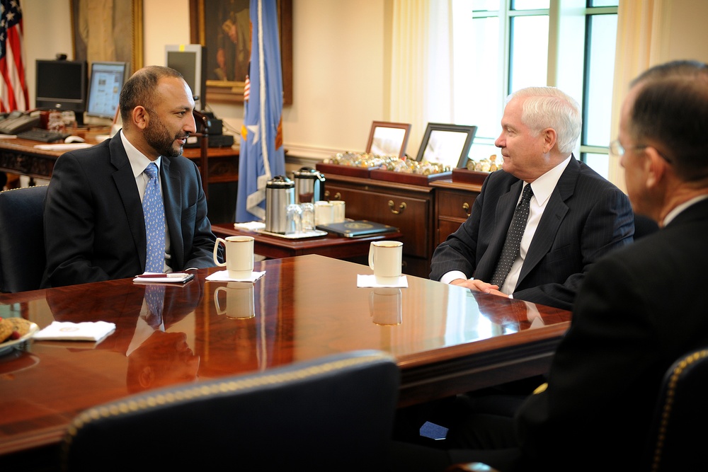 Secretary Gates meets with Minister of Interior for Afghanistan Hanif Atmar.