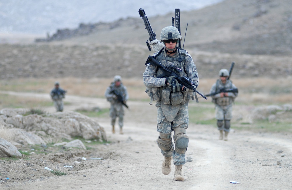 Sgt. Edward Westfield leads his fire team back to base.