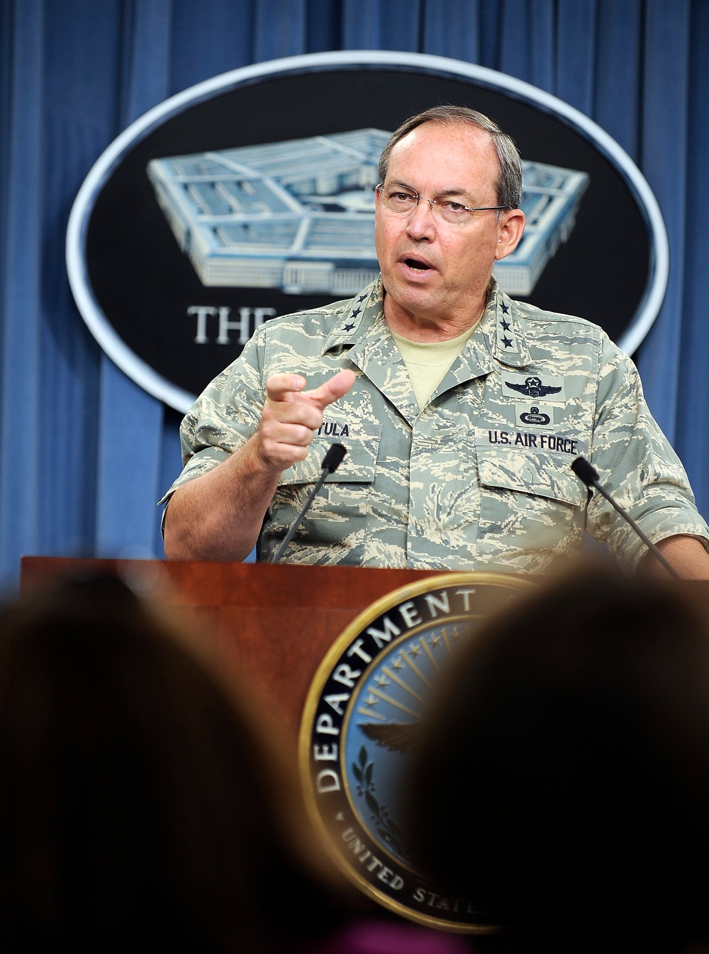 Lt. Gen. David Deptula talks to the press. Lt. Gen. David Deptula talks to the press.