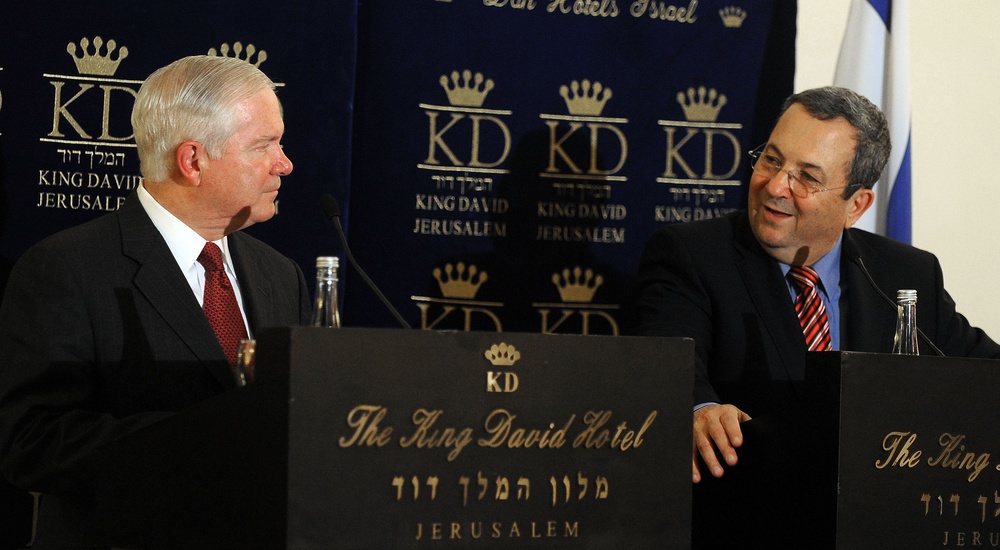 Secretary Gates and Israeli Defense Minister Ehud Barack hold a joint press conference.