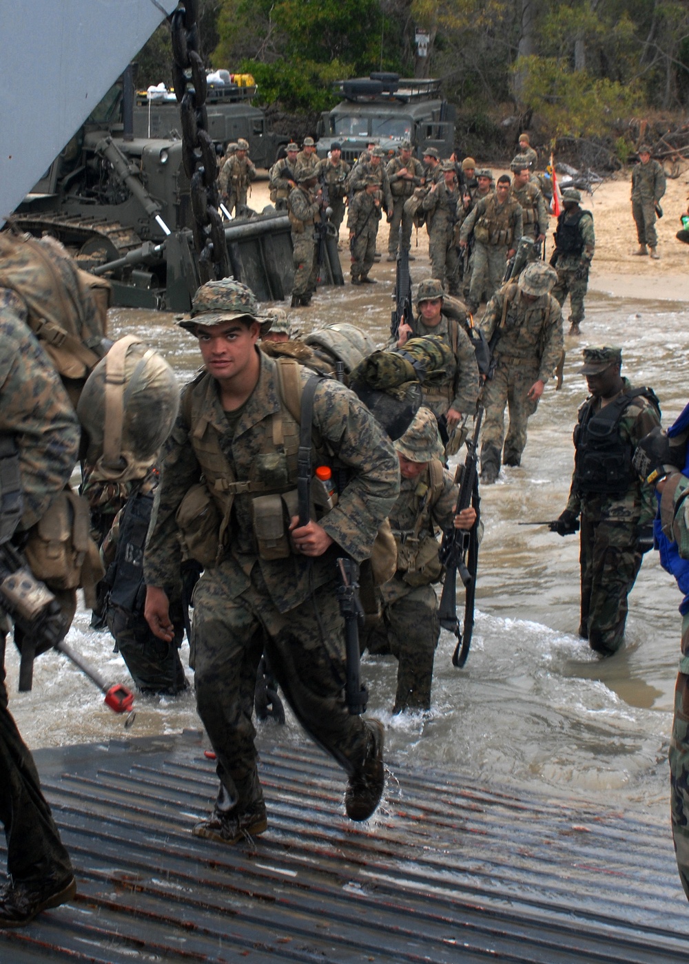 U.S. Marines board Landing Craft, Utility 1627.