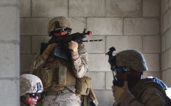 U.S. Marines prepare to evacuate mock casualties during a training exercise.