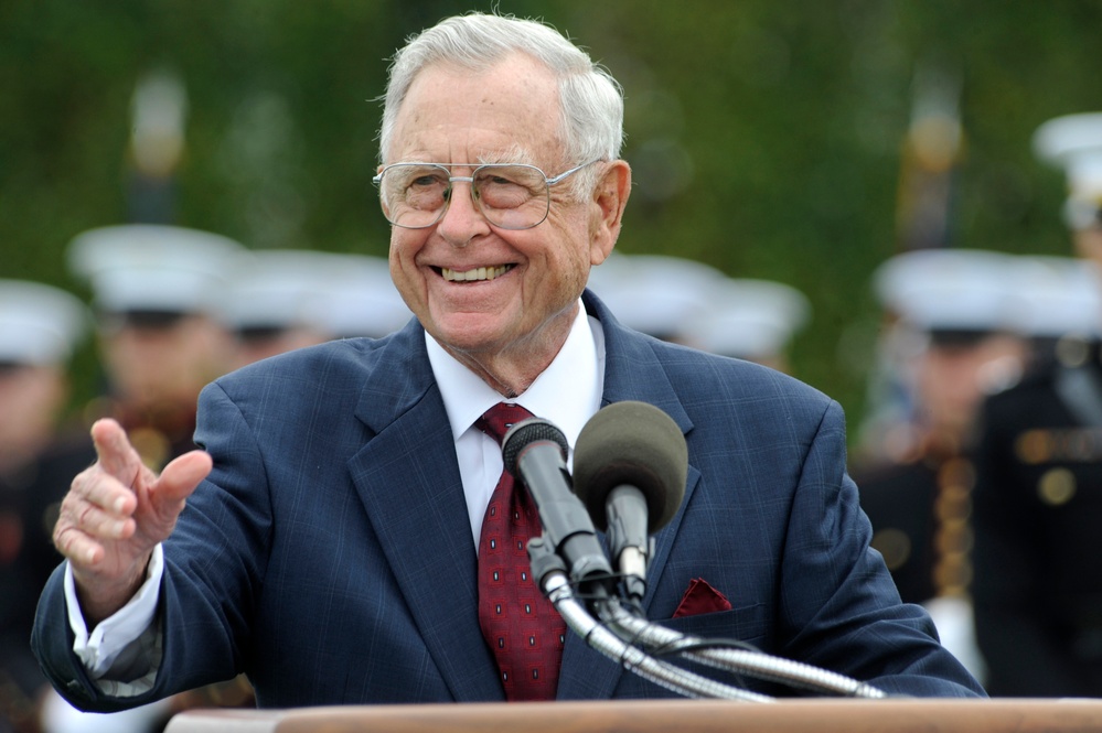 Jeremiah A. Denton Jr. addresses the audience during the National POW/MIA Recognition Day Ceremony.