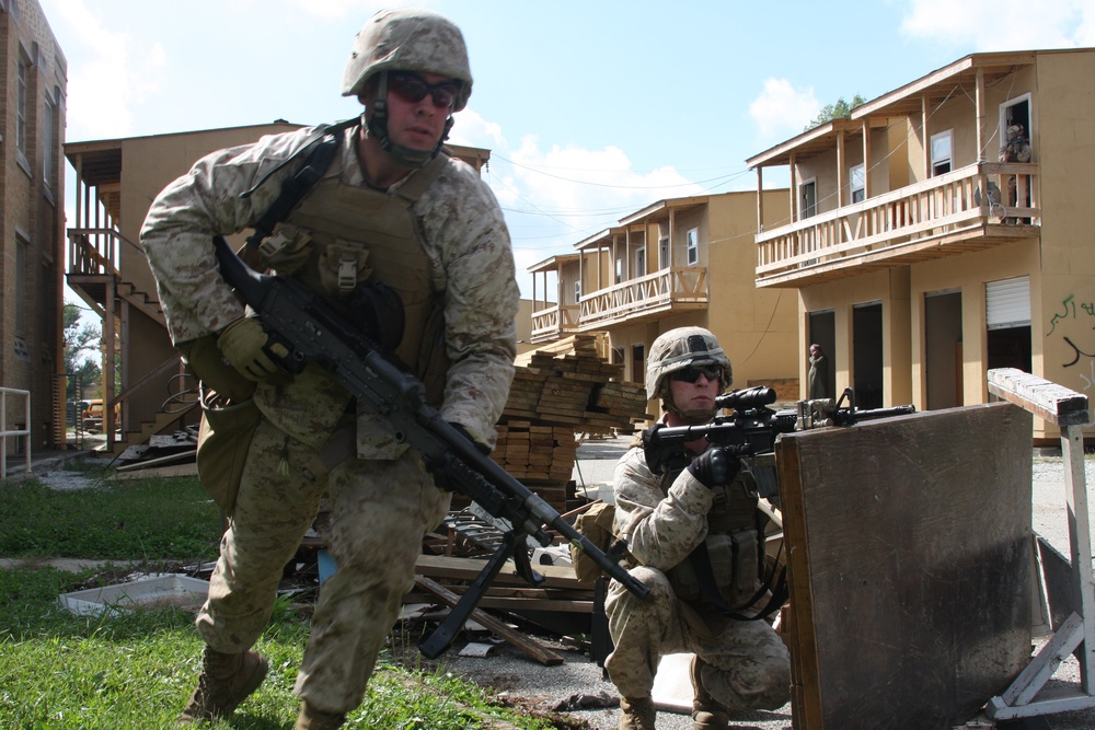 U.S. Marines perform counterinsurgency training exercises.