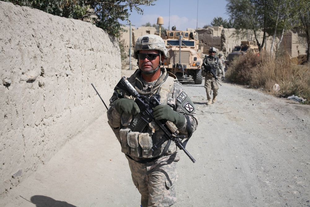 U.S. Army soldiers patrol the Nerkh district.
