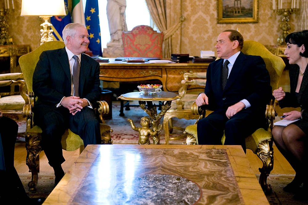 Secretary Gates meets with Italian Prime Minister Silvio Berlusconi.