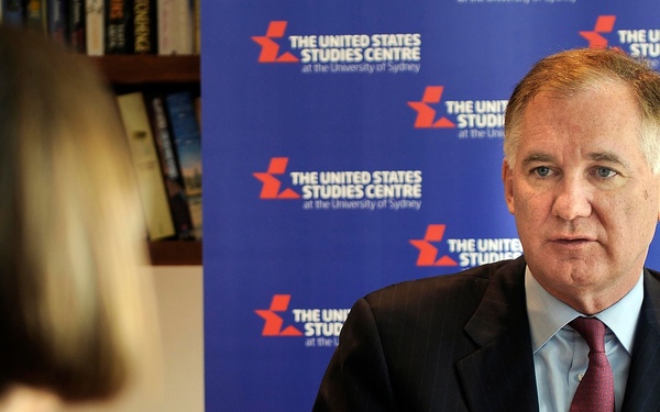 Deputy Secretary of Defense William J. Lynn III talks with a reporter.