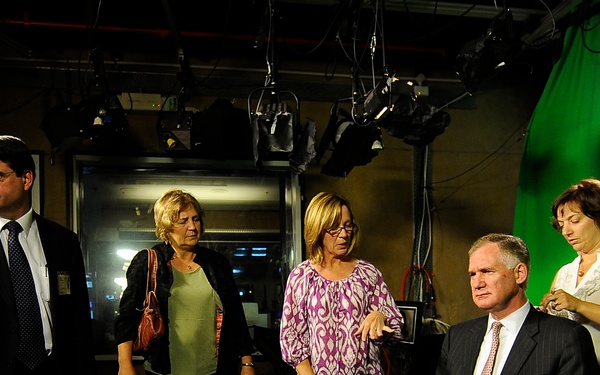 Deputy Secretary William J. Lynn III prepares for a television interview.