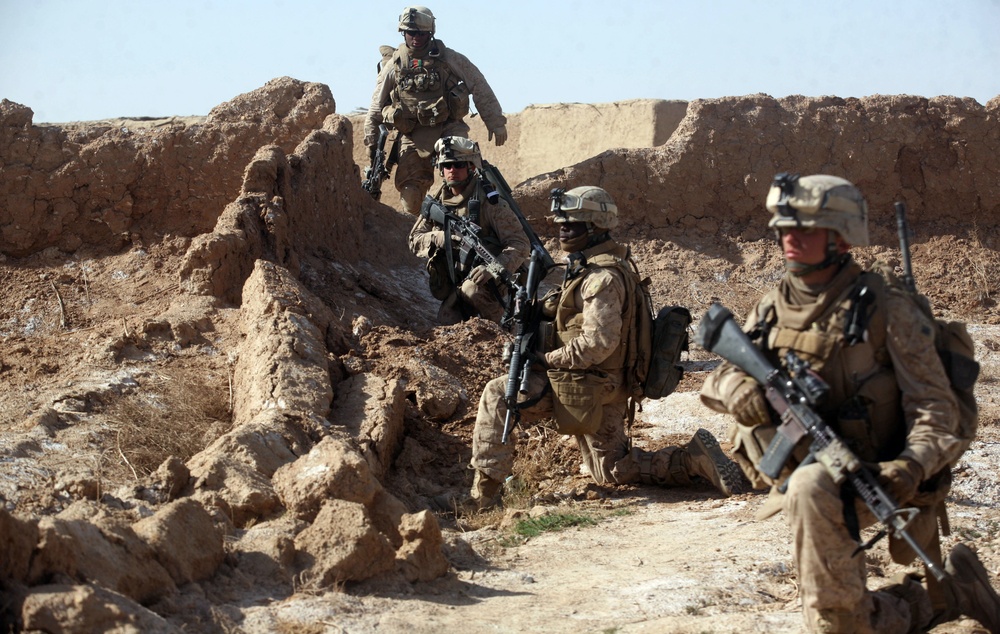 U.S. Marines conduct a patrol in Marja, Helmand province.