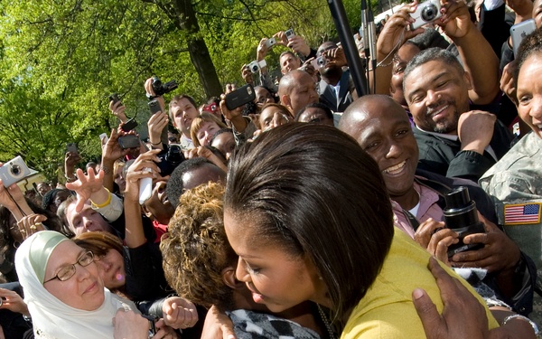 Michelle Obama thanks military members and civilian employees for their service.