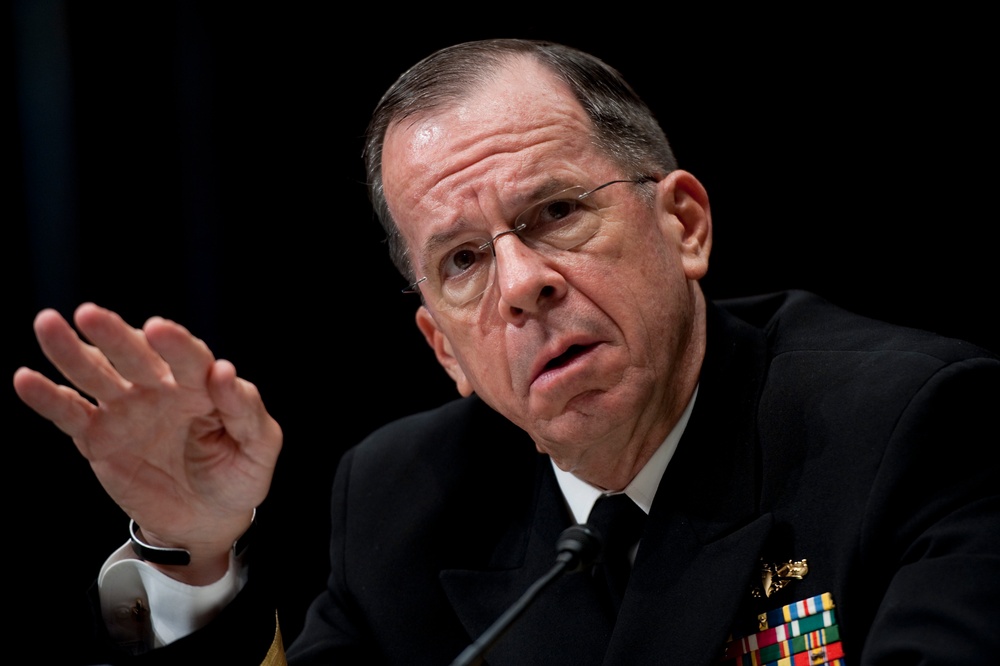 Adm. Mike Mullen testifies at a hearing of the Senate Armed Services Committee.