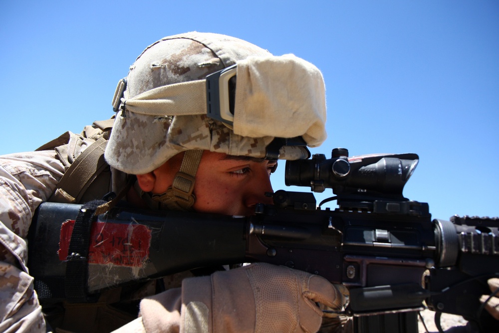 Lance Cpl. Josue Barron sights his target.