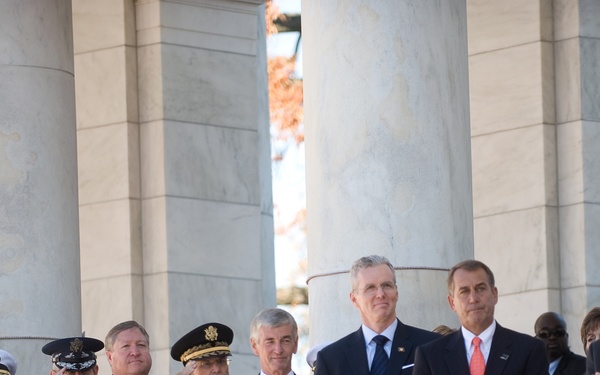 Rep. John A. Boehner, Secretary Gates and other Defense officials render honors.