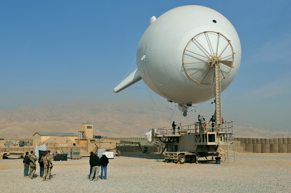 A persistent surveillance system launches from Forward Operating Base Khilegay.
