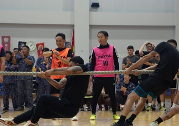 MCAS Iwakuni service members and JMSDF compete together in Undokai event