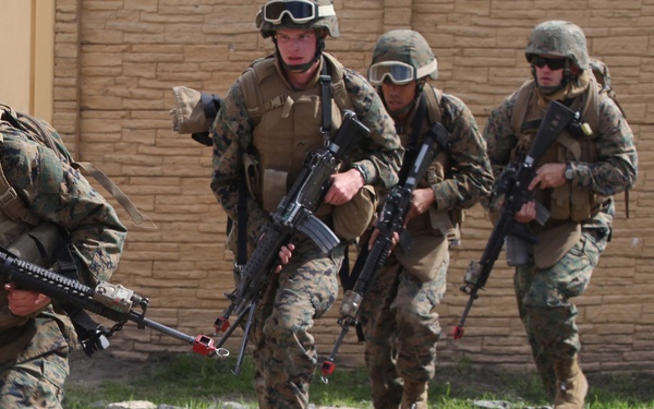 U.S. Marines move toward a rally point at Camp Pendleton.