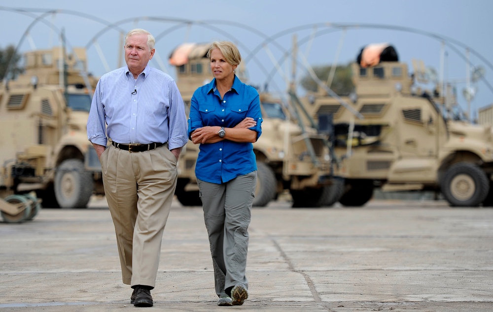 Secretary Gates talks with 60 Minutes anchor Katie Couric.