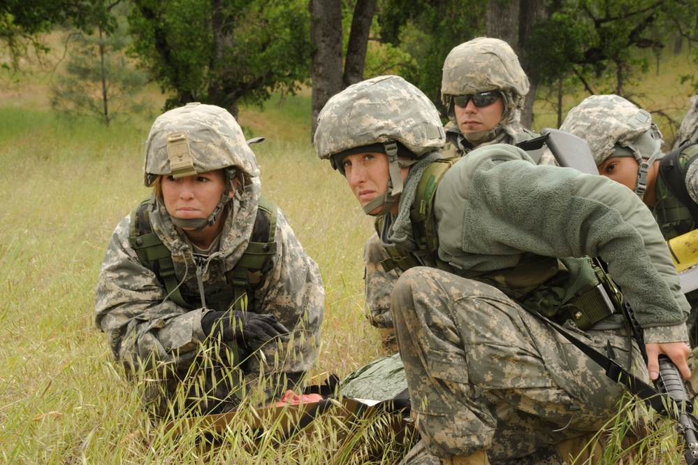 U.S. Army medics attend to a simulated casualty during a medical evacuation.