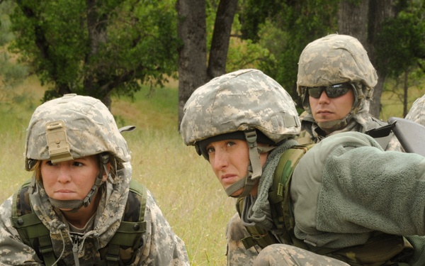 U.S. Army medics attend to a simulated casualty during a medical evacuation.