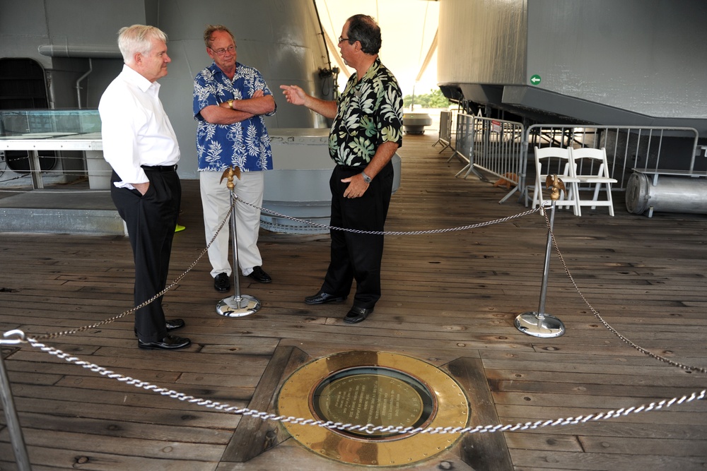 Secretary Gates tours the USS Missouri Memorial.